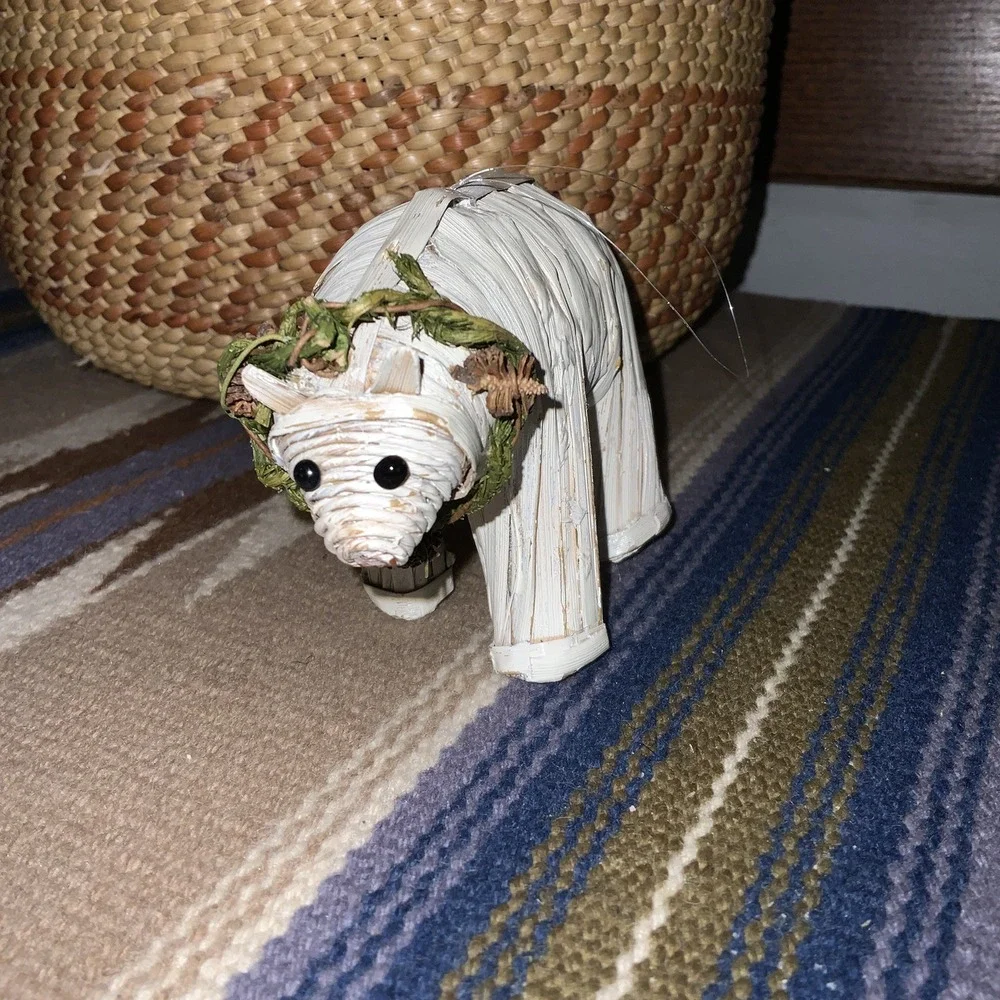 Vintage Crate & Barrel Christmas Ornament Handmade Paper Mache Polar Bear
